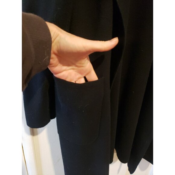 J Crew Sweater Open Cardigan Long Lagenlook Duster Black Sustainable L Merino - Picture 3 of 8